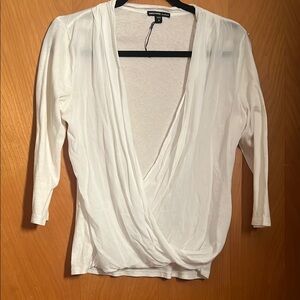 James Perse White Draped Blouse